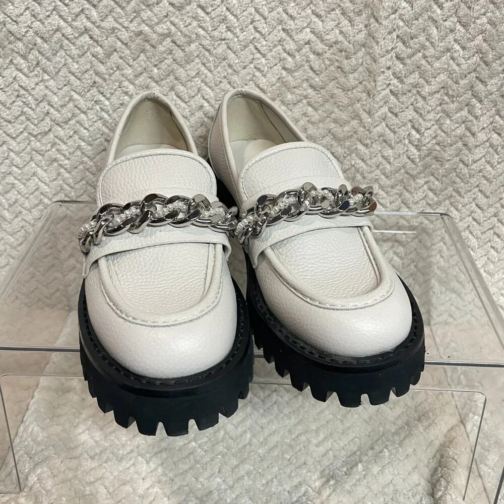 Karl Lagerfeld Paris Gemsy White Leather Loafers Womens Size 7M Preppy Classic - Picture 2 of 11